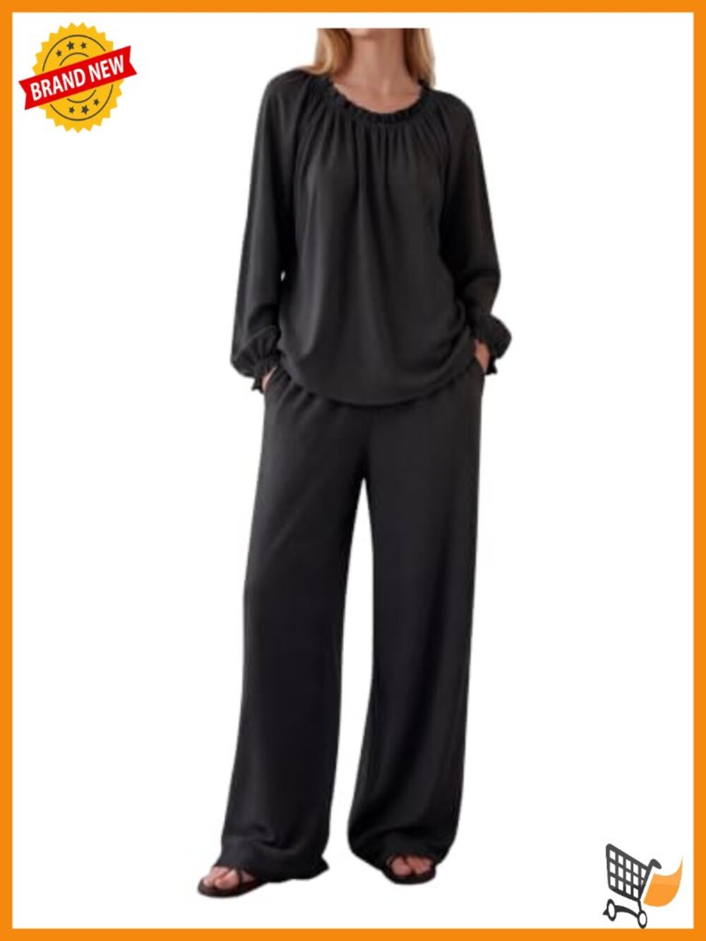 Women's Ruffle Neck Pajama Set Lounge Pockets Lyocell